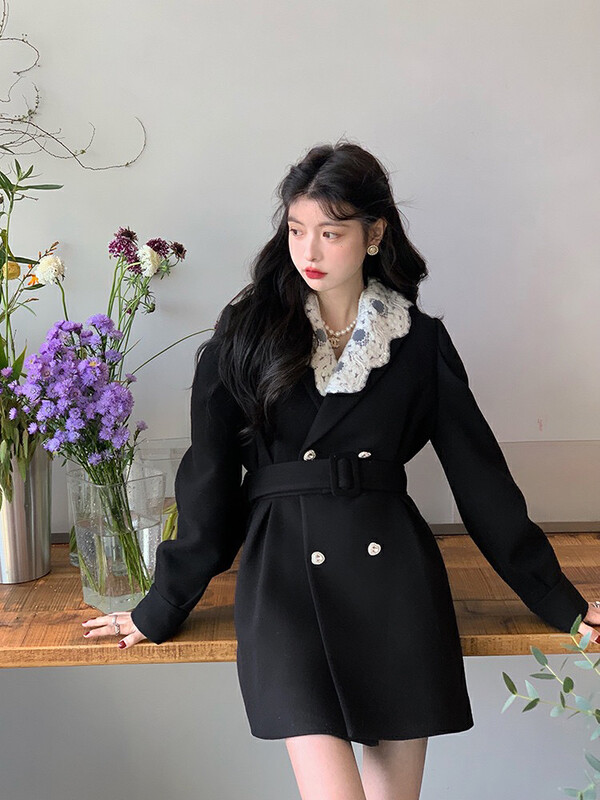 【L.L STUDIO】French temperament vintage wool coat (with belt) 78552# PCZ