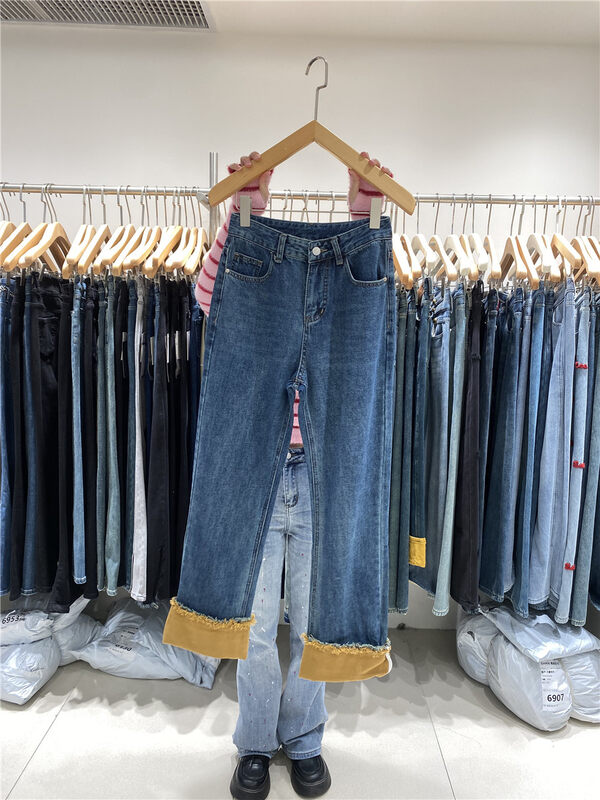【O NOT 1】Fleece jeans with contrast color edge R515# LSW