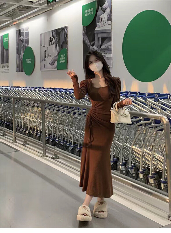 【MI NI】純欲氣質方領連衣裙  9749#  PCZ
