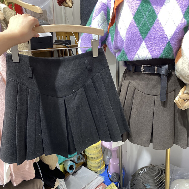 【MISS KOREA】High waist slimming pleated skirt (with waist rope) 5260# HBX