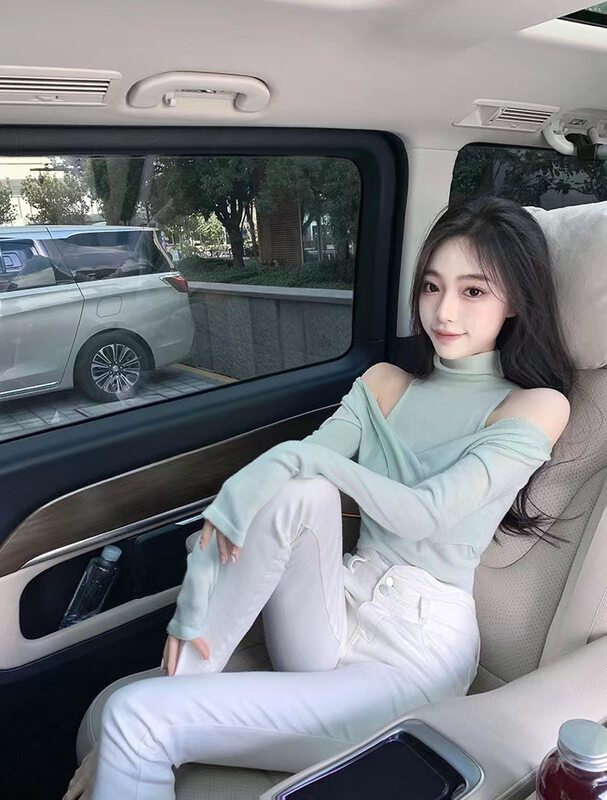 【MS STUDIO】Pure desire style off-shoulder stack collar knitted sweater 5538# PCZ
