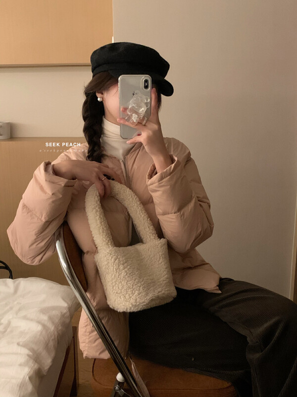 【SEEK PEACH】Zipper Solid Color Comfortable Versatile Warm Down Jacket (Contains 90% White Duck Down) YS1-5885# L