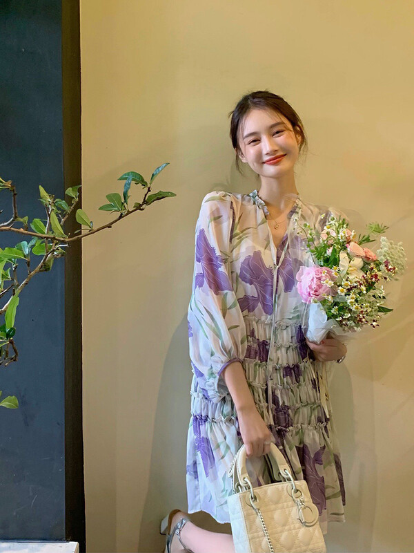 New in Autumn! [WGWE] Gentle Floral Dress + Two-piece Suspender Dress 2476# FHX