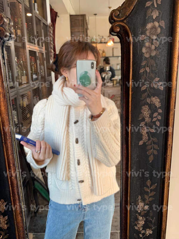 【VIVIS TYPE】Korean all-match twist-breasted warm sweater (with scarf) YS1-3191# HJY