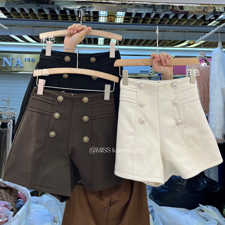 【MISS KOREA】Double-breasted slim fashion casual shorts 5399# HBX