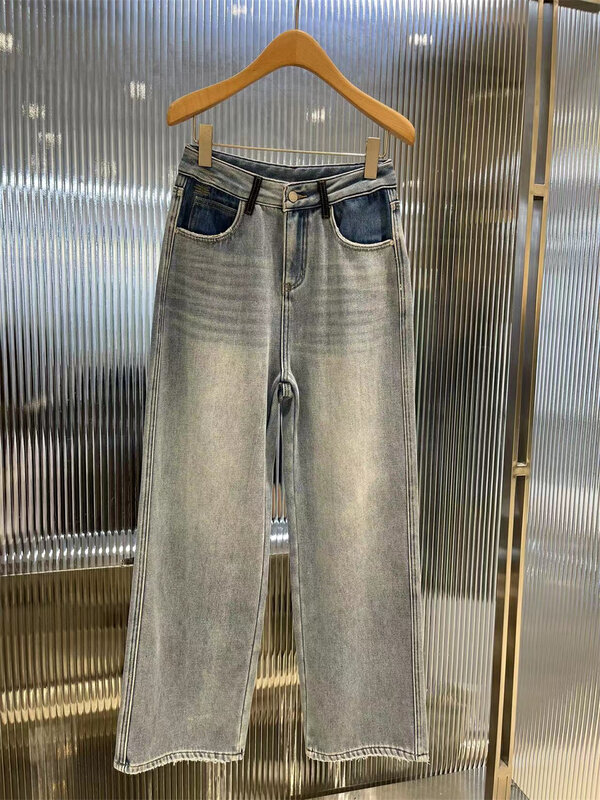 [O NOT 1] Contrasting color pocket plus velvet wide-leg jeans R779# LSW