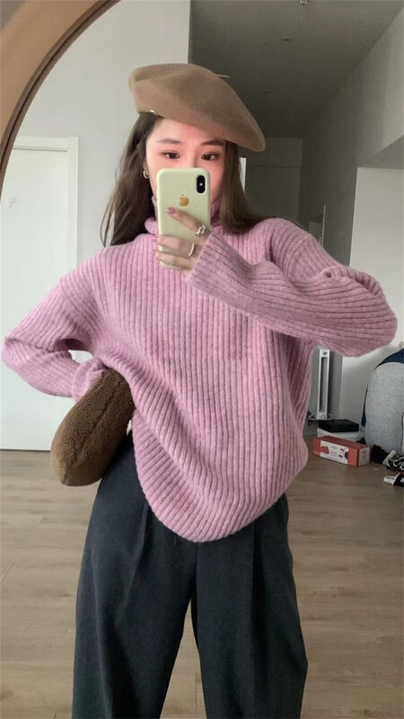 【MS STUDIO】Korean style turtleneck warm sweater 2442# PCZ