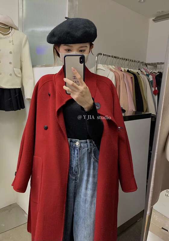 【Y.JIA】Korean style wool jacket with stand collar design (with belt) 55127