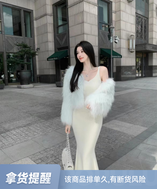 【MS STUDIO】Little woman V-neck fishtail long dress 50488# PCZ