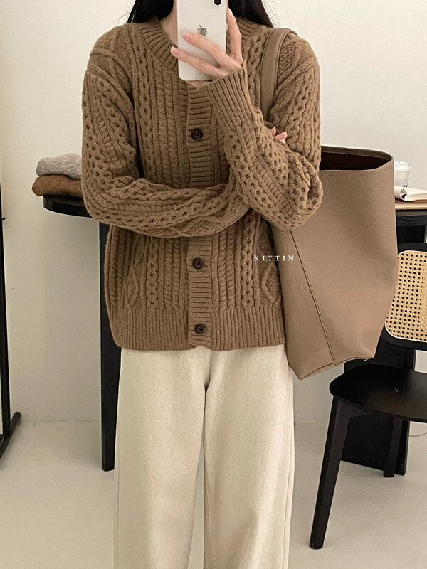 【KITTIN】Korean twist lazy knitted cardigan 1701