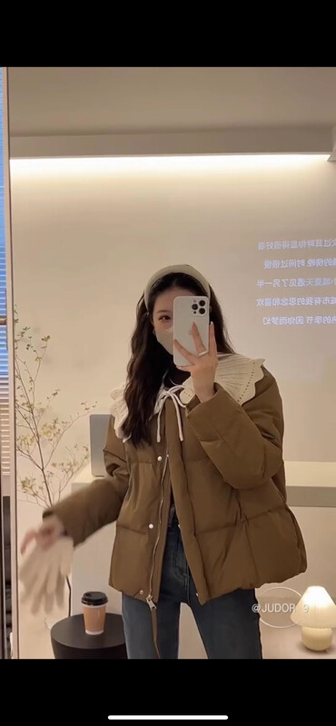【Y.JIA】Sweet Korean style all-match design down jacket (with fur collar, knitted wool-like detachable) 33039
