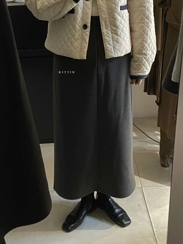【KITTIN】Korean woolen texture skirt 6163