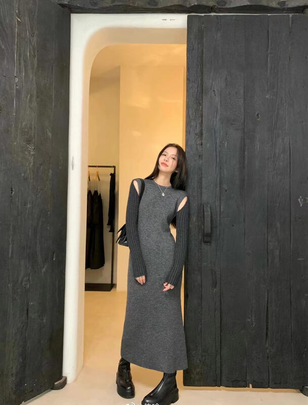 【MS STUDIO】Designed Hollow Long Knitted Dress 8454# PCZ