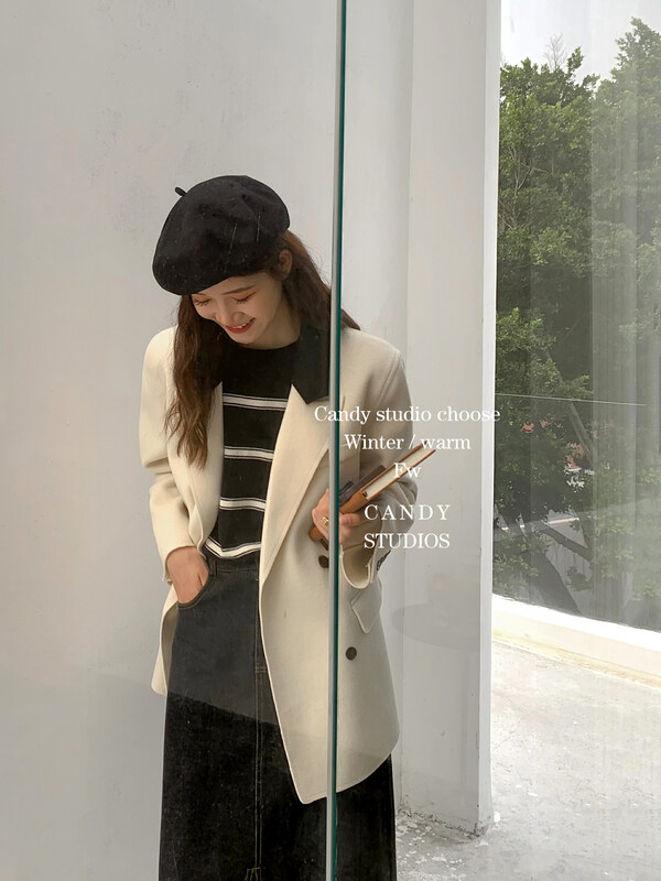 New autumn style!【CANDY Candy】Simple Color Matching Double-breasted Short Jacket 3686# ZJY