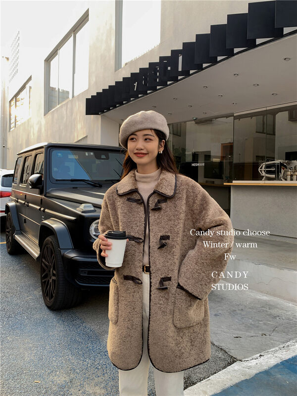 【CANDY Candy】Korean Horn Button Pocket Short Jacket YS1-9363# ZJY
