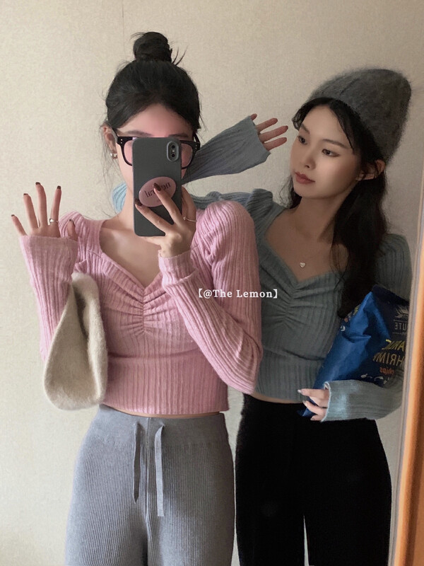 【Lemon green tea】Winter new style slim and chic bottoming sweater 77-070