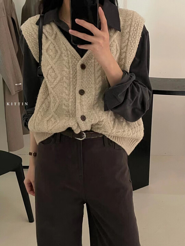【KITTIN】Korean layered twist vest 1707