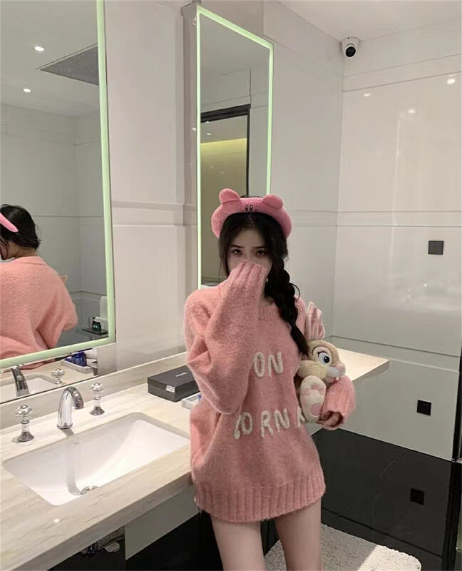 【MS STUDIO】Personal letter loose round neck warm sweater 5562# PCZ