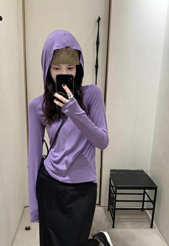 New in autumn!【WGWE】Women's thin hooded bottoming long-sleeved T-shirt 2728# FHX