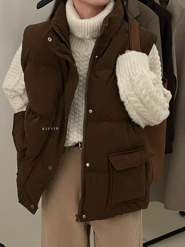 【KITTIN】Korean version warm all-match corduroy vest 2156