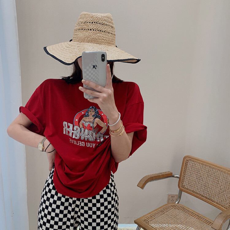 New in early spring!  【WGWE】Vintage all-match letter short-sleeved T-shirt 1005# PCZ