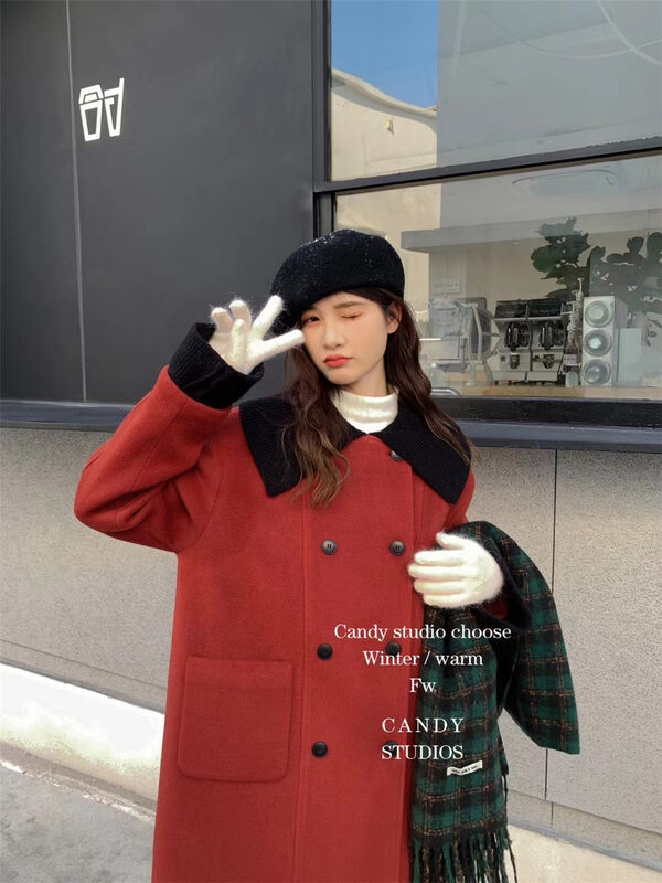 【CANDY Candy】Large lapel double-breasted comfortable all-match coat 9391# ZJY