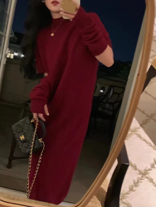 【Y.JIA】Korean style casual slim all-match half-high collar (with sleeves) dress 209