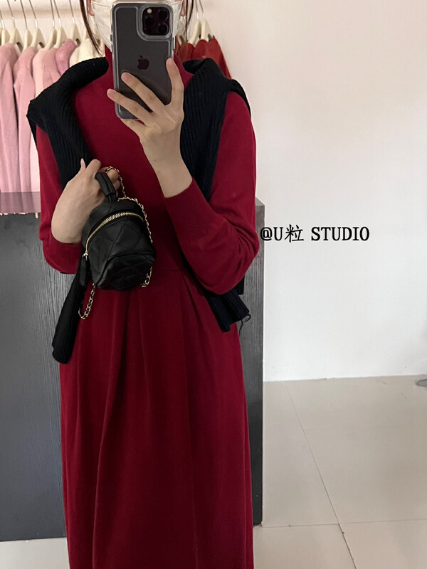 [U granule] Dongdaemun same style Korean style knitted woolen skirt casual all-match dress 8873