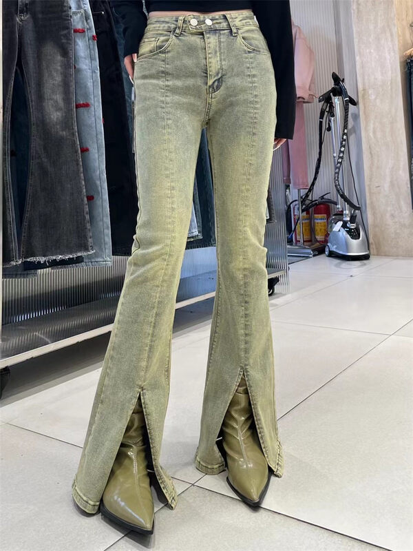 【O NOT 1】Slit thickened micro flared jeans R1166# LSW