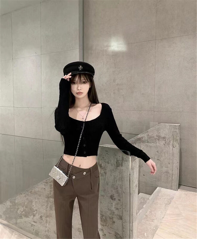 【MS STUDIO】Pure desire style U-neck short knit sweater 5526# PCZ
