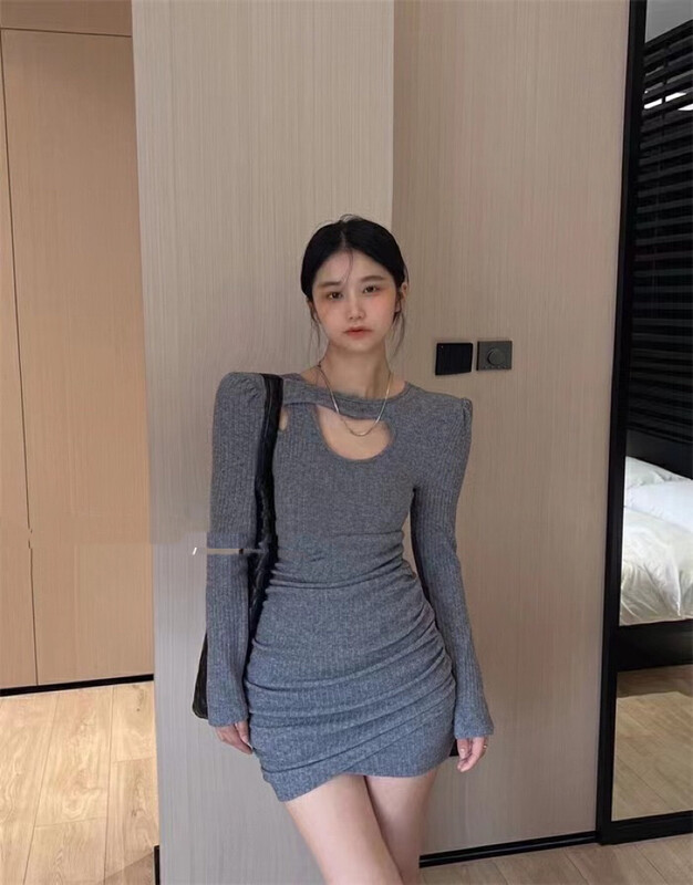 【MI NI】Korean style solid color all-match dress 9644# PCZ