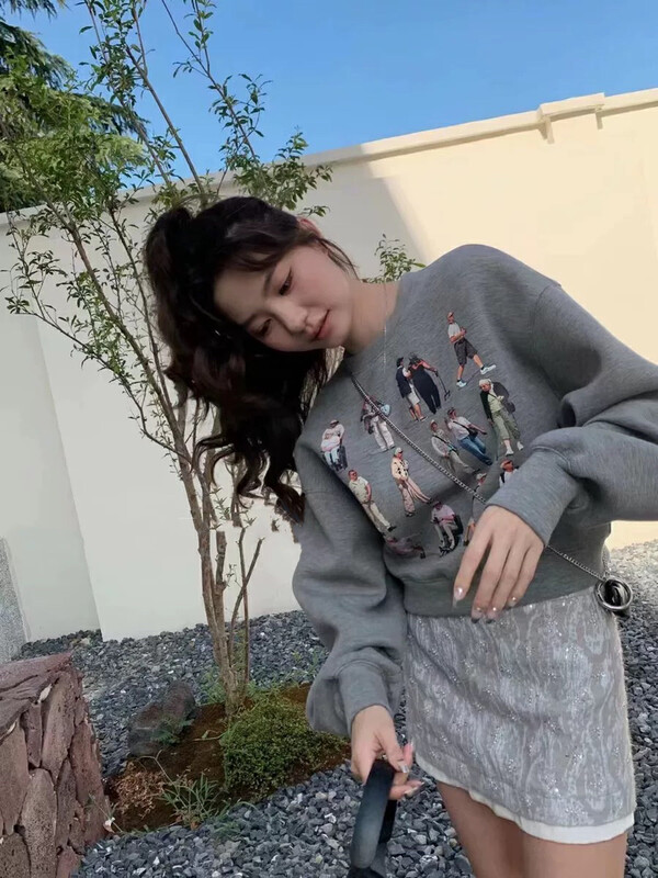 【WGWE】Creative character print sweater 2911# FHX