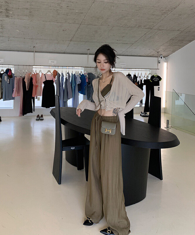 【WGWE】Korean version solid color loose drape casual pants 2356# FHX