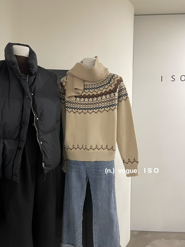 【ISO Korean Department】College Style Snowflake Thick Pullover Warm Sweater (Sweater Only) 1423# HJY
