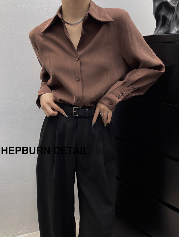 [HEPBURN Hepburn] Simple all-match shirt loose and thin 5338