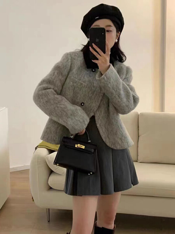 [RS] Contrasting color small lapel small fragrance warm down jacket (including 90% white duck down, 60% wool) RS3053# FHX