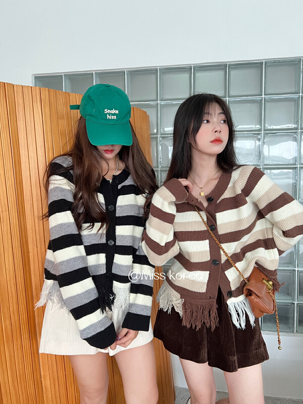 Original price 66.55! New in autumn! 【MISS KOREA】Fashionable Korean style fringed knitted cardigan 9516# HBX