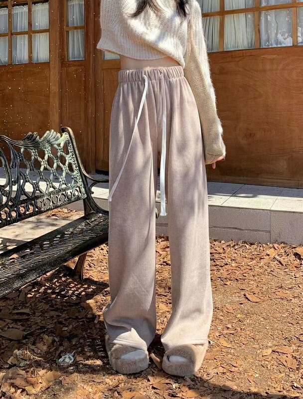 [Y.JIA] Autumn and winter soft waxy drape slim straight pants casual pants 6639-1