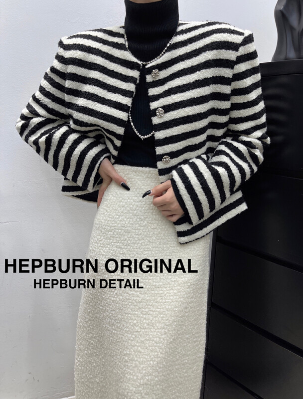 【HEPBURN Hepburn】Thickened style plus cotton high-grade small fragrant wind short coat temperament versatile 5323