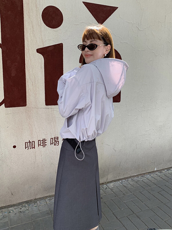 New autumn style!【WGWE】Fashion hooded solid color short coat 2558# FHX