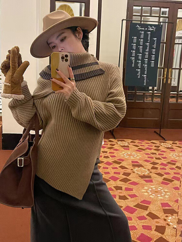 【MI NI】Crew Neck Sweater Versatile Knitted Sweater (with scarf) 9620# PCZ