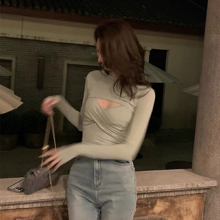 Original price 48.50! New in autumn! [WGWE] solid color short top + hot girl slim camisole two-piece suit 2623# FHX