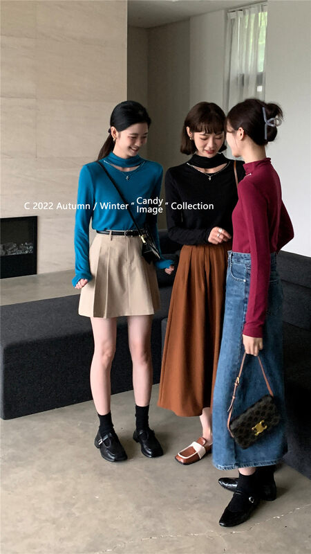 New in autumn! [CANDY Candy] High collar loose all-match bottoming shirt 3383# ZJY