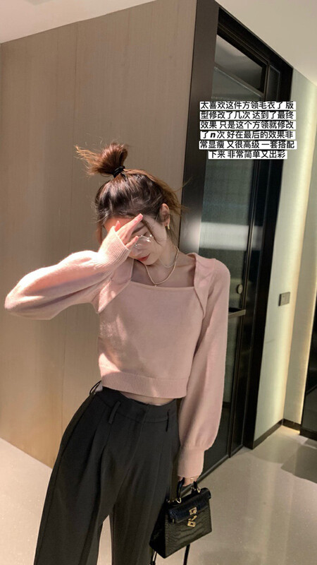 【WGWE】Gentle style, soft and waxy thick square-neck sweater 3149# FHX