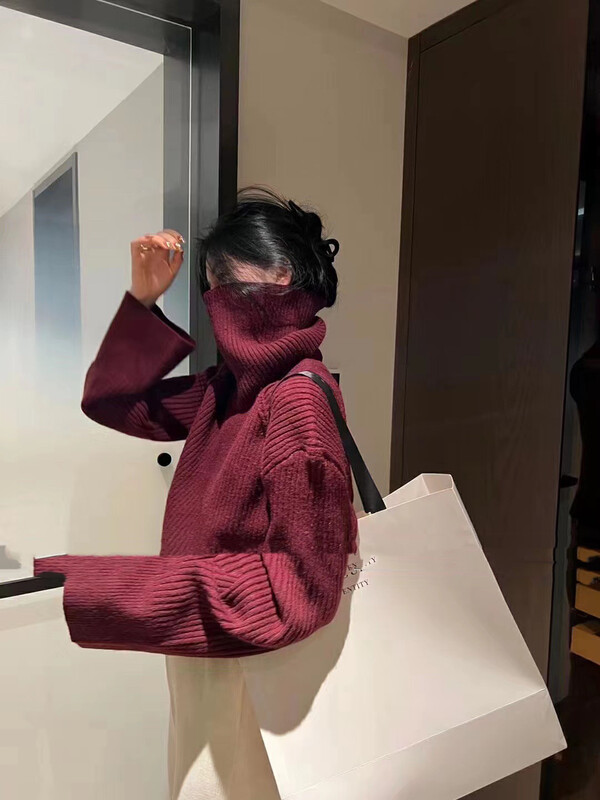 【MI NI】Lazy solid color all-match sweater (with scarf) 9511# PCZ