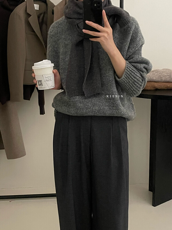 【KITTIN】Korean version soft waxy all-match solid color sweater 1669
