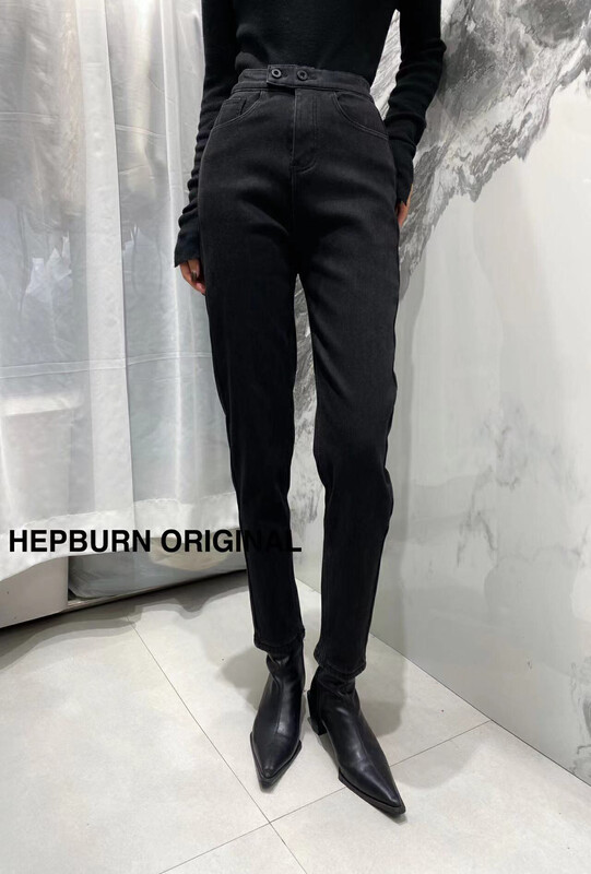 【HEPBURN Hepburn】New plus velvet cigarette pants casual pants (foreign style thin nine-point pants) ZH36# FHX