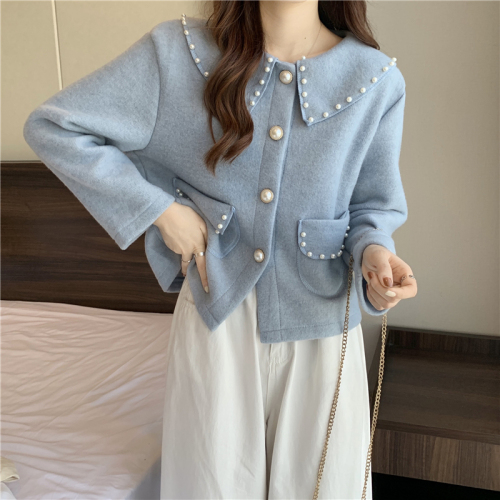 Real price real price new French style retro small fragrance pearl lapel short coat