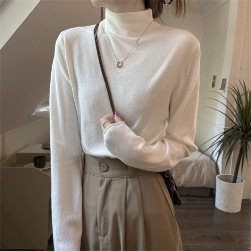 Real price real shot half-high collar bottoming shirt women's inner wear autumn and winter foreign style sweater sweater top