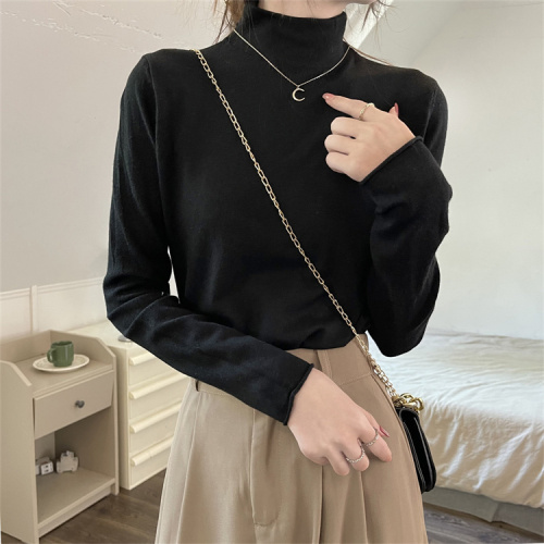 Real price real shot half-high collar bottoming shirt women's inner wear autumn and winter foreign style sweater sweater top